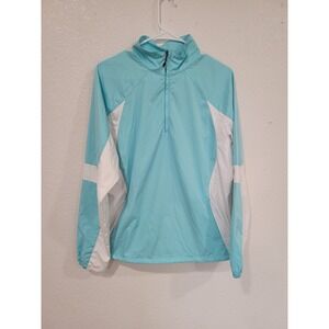 Nike‎ Golf Clima Fit Pullover Jacket Womens L Windbreaker Aqua White #19
